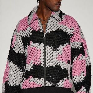 NOVA Men Newbury Jacquard Cropped Jacket - Pink/combo